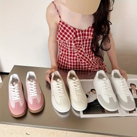 Women's Lightweight Flat Shoes - Slip-On Flats with Cushioned Insole, Soft PU Lining - Pastel Pink/White/ - Everyday & Formal - All-Season Comfortable Casual Shoes, Comfy Shoes