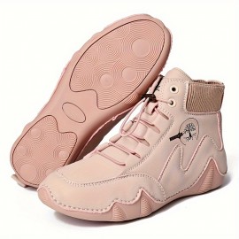Trendy Soft Sole Non-slip Sneakers - Women's Solid Color Lace Up Flat Wear-resistant Shoes plus size