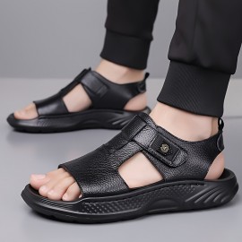 Men's Black -like with Adjustable Strap & Buckle - Non-Slip Rubber Sole, PU Cushioned Insole - Slip-On/Clip-On Beach Shoes for Summer, Casual, Pool, Boat - Lightweight Comfortable Dress (No Laces)