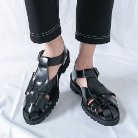 [Golden Dress Sandals] Metallic Golden Men's Business Casual Open-Toe Sandals | Adjustable Buckle Straps, Slip-On Synthetic Dress Shoes for Office, Semi-Formal & Streetwear - Breathable Rubber Sole, Summer Spring Formal Footwear