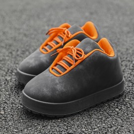 Men'S Retro Hip-Hop Style Solid Color Casual Sneakers - Lace-Up, Round Toe, Low-Top Design with EVA Sole and Fabric Lining for Comfort, Perfect for Casual Attire and Casual Attir