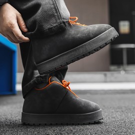 Men'S Retro Hip-Hop Style Solid Color Casual Sneakers - Lace-Up, Round Toe, Low-Top Design with EVA Sole and Fabric Lining for Comfort, Perfect for Casual Attire and Casual Attir