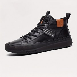 [Men's Mid-Top Fashion Sneakers] Men's Fashion Sneakers - Mid-Top Casual Sports Shoes | Durable Outdoor Footwear, Spring Collection, Versatile Business Style | Lace-Up Closure, Microfiber Synthetic Upper, Fabric Inner, Rubber Sole, Faux Insole