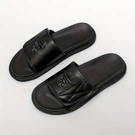 Men'S Fashion Slide Sandals - Summer Beach Shoes with Adjustable Hook & Loop Closure, Soft Faux Upper & Non-Slip Rubber Sole, Comfortable Casual Outdoor Streetwear for Vacation, Beach, Daily Wear, Beach Footwear, Vacation Style, Durable Traction Footwear