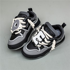 Out of the Box Trend! Large Letter Decorative Rope Shoelaces Street Fashion Men's Shoes Thick Sole Height-Boosting Sneakers for Boys