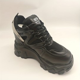 New Fashionable Women's Thick-Soled Lace-Up High-Top Height-Increasing Casual Sports Shoes, Versatile Color Outdoor Wearable Sneakers for All Four Seasons