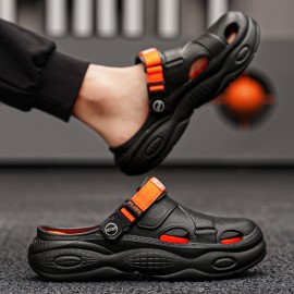 Men's Summer Slip-On Sandals with EVA Sole - Comfortable Beach Shoes for Driving & Casual Wear, White with Green Accents, Breathable Design, Easy On/Off, Durable & Stylish, Summer Sandals