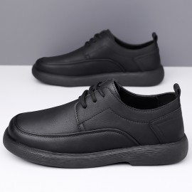 [Everyday Comfort] Men's Casual Fashion Sneakers, Solid Color, All-Season Lace-Up Shoes with Microfiber Synthetic Upper, Faux Lining & Insole, Rubber Sole - Round Toe Daily Wear, Allseason Sneakers|Sleek Round Toe|Polished Shoe Design