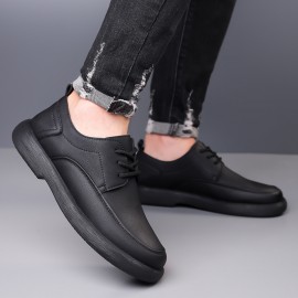 [Everyday Comfort] Men's Casual Fashion Sneakers, Solid Color, All-Season Lace-Up Shoes with Microfiber Synthetic Upper, Faux Lining & Insole, Rubber Sole - Round Toe Daily Wear, Allseason Sneakers|Sleek Round Toe|Polished Shoe Design