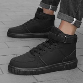 [Allseason Versatility] Men'S High-Top Casual Sneakers - Classic Solid Color, Lace-Up, EVA Sole, Fabric Lining, Stylish & Comfortable for Casual Attire, Allseason Shoes | Classic High Top | Laceup Sho