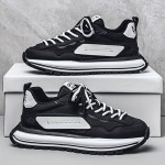 Men's Summer Casual Sneakers - Breathable Low-Top Lace-Up Shoes with Thick Cushioned Sole, White & Navy Blue Letter Print Design, PU/Fabric Upper & Outsole for Outdoor, Daily Wear & Street Style, Outdoor Sneakers, Fabric Lined Interior, Minimalist Design, Durable Construction, Active Lifestyle
