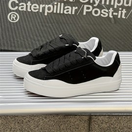 Men'S Trendy Chunky Sneaker - Casual & Sporty Lace-Up Shoes with Thick Rubber Sole, Height Increase, White Upper, Brown Accents, Perfect for Hiking, Daily Wear & Outdoor Activitie